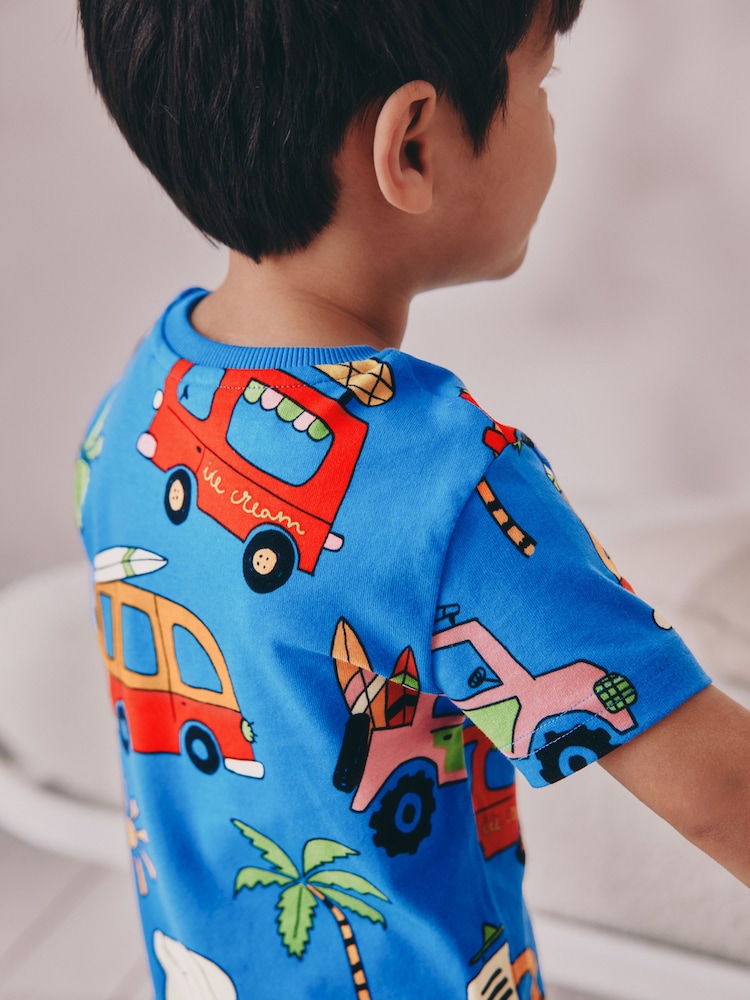 Blue/ Green/ Grey Surf van Short Pyjamas 3 Pack (9mths-8yrs) - Image 6 of 13