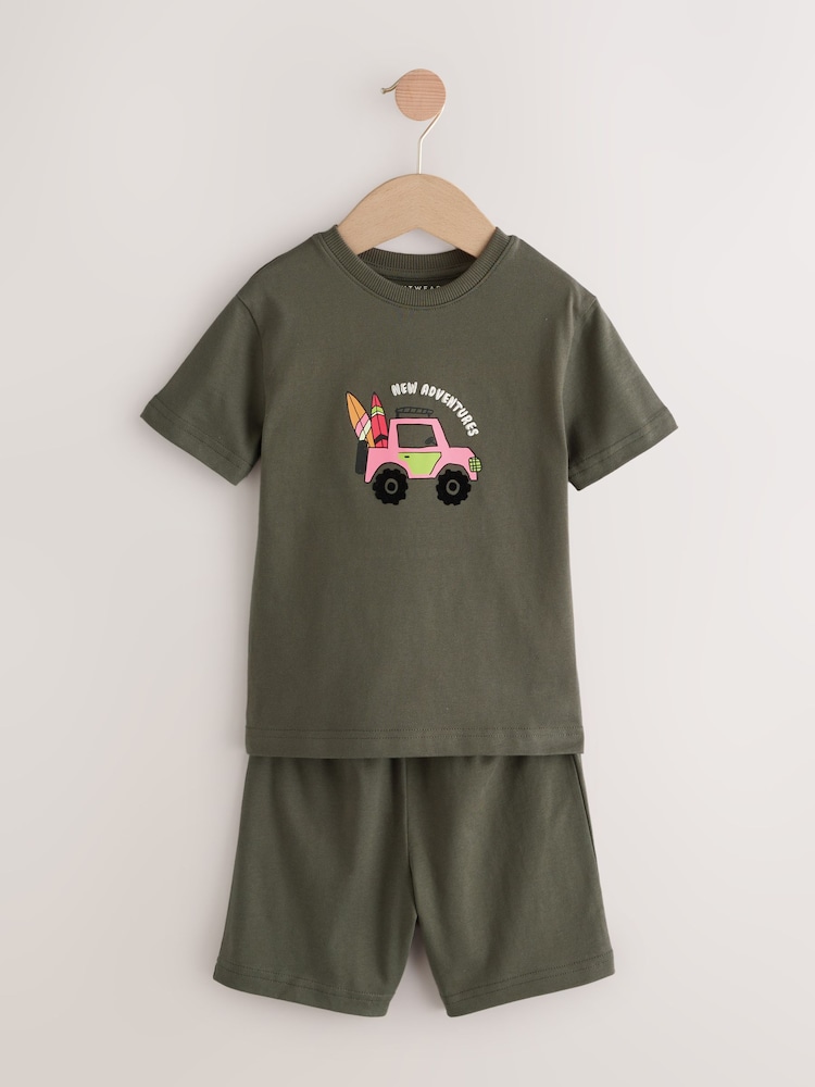 Blue/ Green/ Grey Surf van Short Pyjamas 3 Pack (9mths-8yrs) - Image 8 of 13