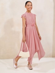 Lipsy Rose Pink Corsage Hanky Hem Occasion Dress (5-16yrs) - Image 1 of 4