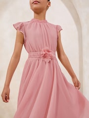 Lipsy Rose Pink Corsage Hanky Hem Occasion Dress (5-16yrs) - Image 2 of 4