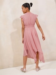 Lipsy Rose Pink Corsage Hanky Hem Occasion Dress (5-16yrs) - Image 4 of 4