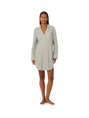Lauren Ralph Lauren Grey 100% Cotton Herringbone Knit Sleepshirt - Image 1 of 3