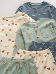 Blue/Ecru 3 Pack Oversized Pyjamas (9mths-10yrs) - Image 8 of 9