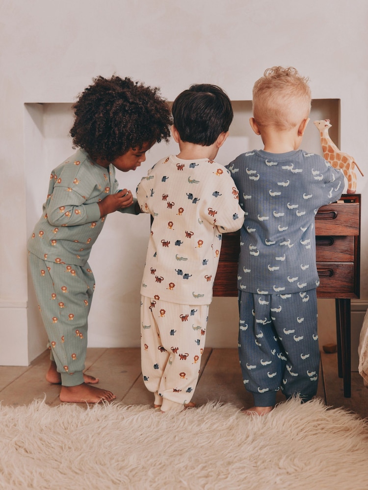 Blue/Ecru Oversized Pyjamas 3 Pack (9mths-10yrs) - Image 2 of 12 Blue/Ecru Oversized Pyjamas 3 Pack (9mths-10yrs) - Image 2 of 12