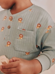 Blue/Ecru 3 Pack Oversized Pyjamas (9mths-10yrs) - Image 2 of 9