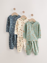 Blue/Ecru 3 Pack Oversized Pyjamas (9mths-10yrs) - Image 3 of 9