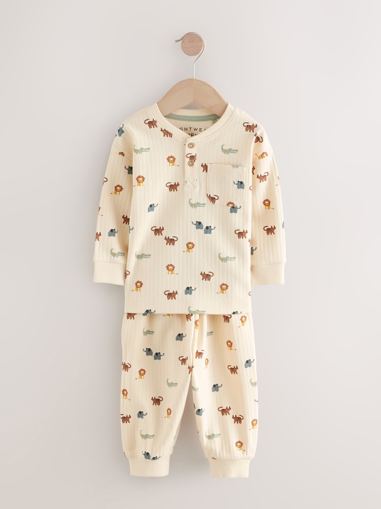 Blue/Ecru 3 Pack Oversized Pyjamas (9mths-10yrs) - Image 6 of 9