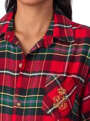 Lauren Ralph Lauren Red Herringbone Twill Sleepshirt - Image 4 of 4