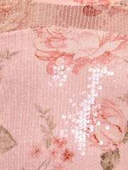 Lipsy Pink Floral Printed Sequin Occasion Dress (5-16yrs) - Image 5 of 5