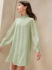 Lipsy Mint Green Diamonte Chiffon Occasion Shift Dress (5-16yrs) - Image 2 of 5