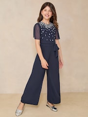 Lipsy Navy Blue Embellished Occasion Jumpsuit (5-16yrs) - Image 1 of 4