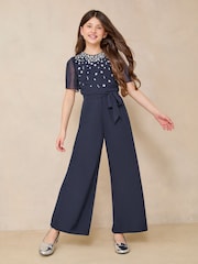Lipsy Navy Blue Embellished Occasion Jumpsuit (5-16yrs) - Image 3 of 4