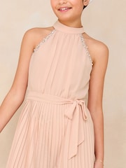 Lipsy Pink Halter Embellished Occasion Jumpsuit (5-16yrs) - Image 2 of 4