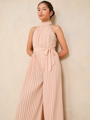 Lipsy Pink Halter Embellished Occasion Jumpsuit (5-16yrs) - Image 3 of 4