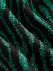 Green/Black Co-ord Sparkle Zebra Short Sleeve Knitted Jumper - Image 8 of 8