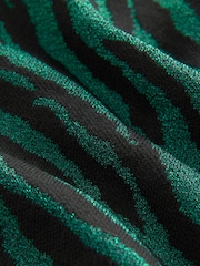 Green/Black Co-ord Sparkle Zebra Short Knitted Mini Skirt - Image 7 of 7