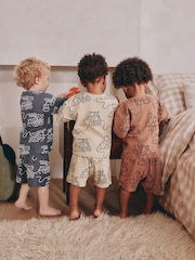 Green/Grey Linear Vehicle Short Pyjamas 3 Pack (9mths-10yrs) - Image 2 of 8