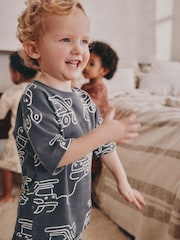 Green/Grey Linear Vehicle Short Pyjamas 3 Pack (9mths-10yrs) - Image 5 of 8