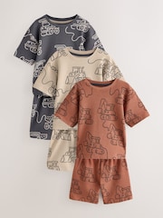 Green/Grey Linear Vehicle Short Pyjamas 3 Pack (9mths-10yrs) - Image 6 of 8