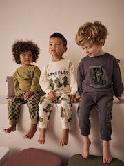 Green/Ecru 3 Pack Relaxed Fit Pyjamas (9mths-10yrs) - Image 1 of 13