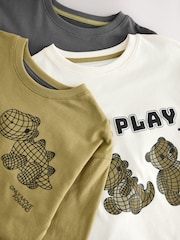 Green/Ecru 3 Pack Relaxed Fit Pyjamas (9mths-10yrs) - Image 12 of 13