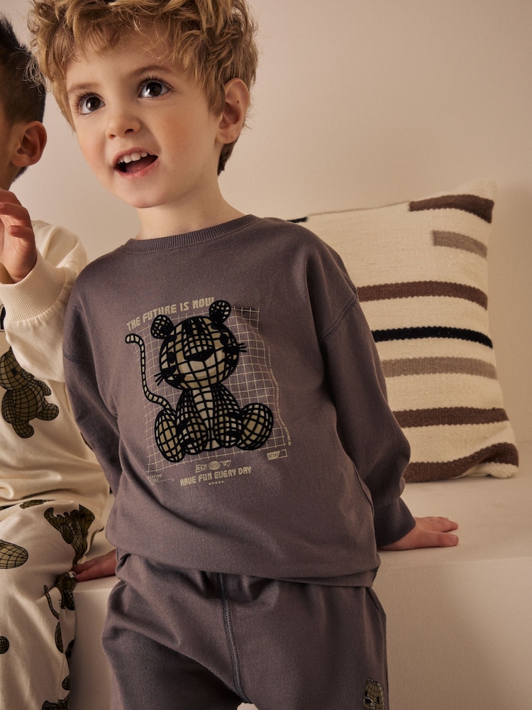 Green/Ecru 3 Pack Relaxed Fit Pyjamas (9mths-10yrs) - Image 5 of 13