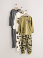 Green/Ecru 3 Pack Relaxed Fit Pyjamas (9mths-10yrs) - Image 6 of 13