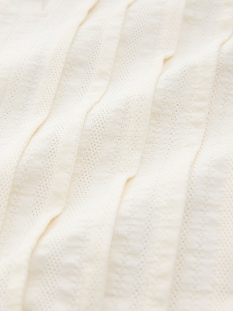 Ecru Pintuck Sleeveless Tie Front 100% Cotton Top - Image 6 of 6