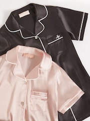 Lipsy Pink/Black Satin Pyjamas 2 Pack (5-16yrs) - Image 2 of 2