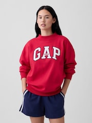 Gap Red Oversized Logo Mock Neck Tunic Sweatshirt - Image 1 of 5