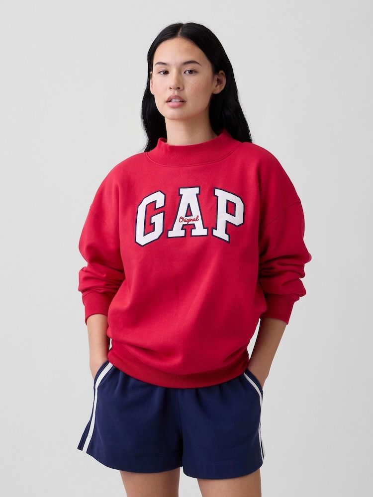Gap Red Oversized Logo Mock Neck Tunic Sweatshirt - Image 1 of 5