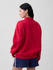 Gap Red Oversized Logo Mock Neck Tunic Sweatshirt - Image 2 of 5