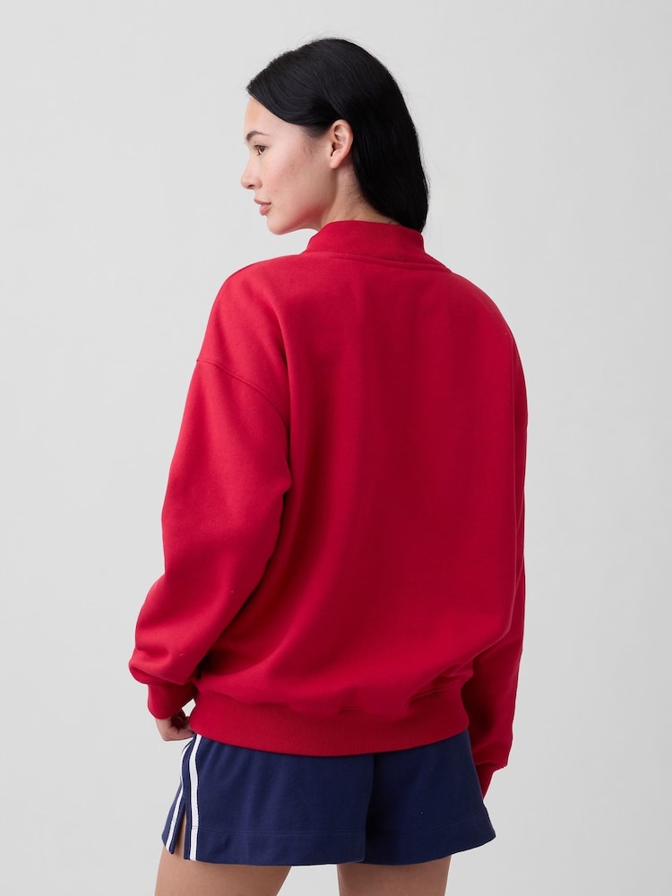 Gap Red Oversized Logo Mock Neck Tunic Sweatshirt - Image 2 of 5