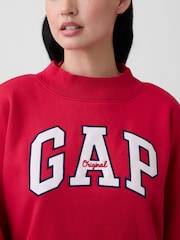 Gap Red Oversized Logo Mock Neck Tunic Sweatshirt - Image 4 of 5