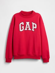Gap Red Oversized Logo Mock Neck Tunic Sweatshirt - Image 5 of 5