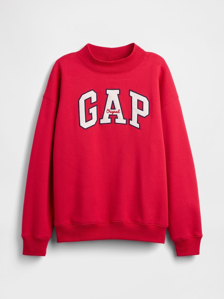 Gap Red Oversized Logo Mock Neck Tunic Sweatshirt - Image 5 of 5