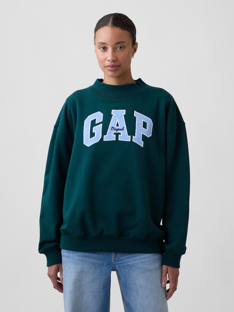 Gap Green Oversized Logo Mock Neck Tunic Sweatshirt - Image 1 of 5