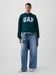 Gap Green Oversized Logo Mock Neck Tunic Sweatshirt - Image 3 of 5