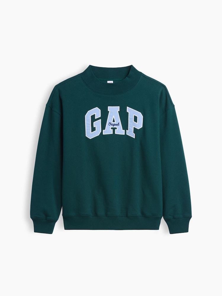 Gap Green Oversized Logo Mock Neck Tunic Sweatshirt - Image 5 of 5