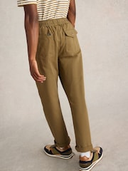 White Stuff Green Wren Drawstring 100% Cotton Trousers - Image 4 of 6