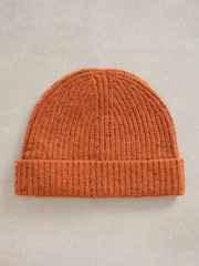 White Stuff Orange Albie Rib Knit Beanie - Image 2 of 2