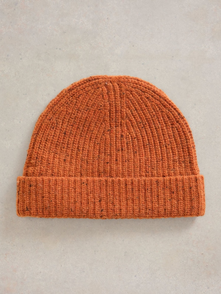White Stuff Orange Albie Rib Knit Beanie - Image 2 of 2