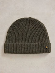 White Stuff Green Albie Rib Knit Beanie - Image 1 of 2