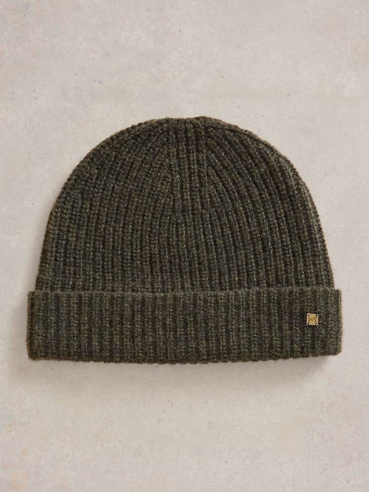 White Stuff Green Albie Rib Knit Beanie - Image 1 of 2