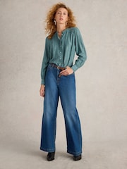 White Stuff Green Aster Broderie Shirt - Image 1 of 6