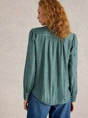 White Stuff Green Aster Broderie Shirt - Image 2 of 6