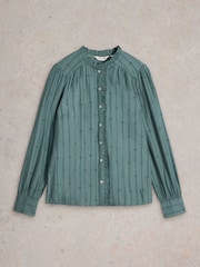 White Stuff Green Aster Broderie Shirt - Image 5 of 6