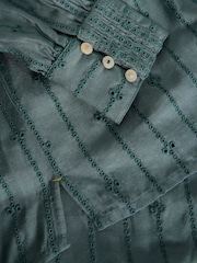 White Stuff Green Aster Broderie Shirt - Image 6 of 6