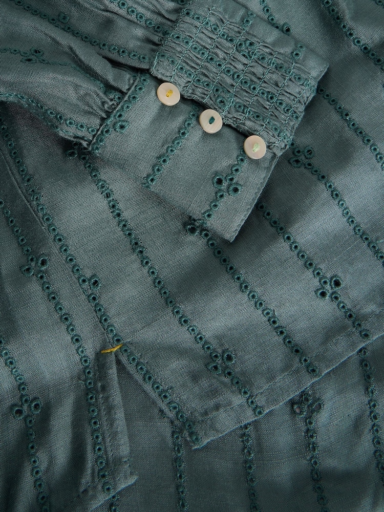 White Stuff Green Aster Broderie Shirt - Image 6 of 6 White Stuff Green Aster Broderie Shirt - Image 6 of 6