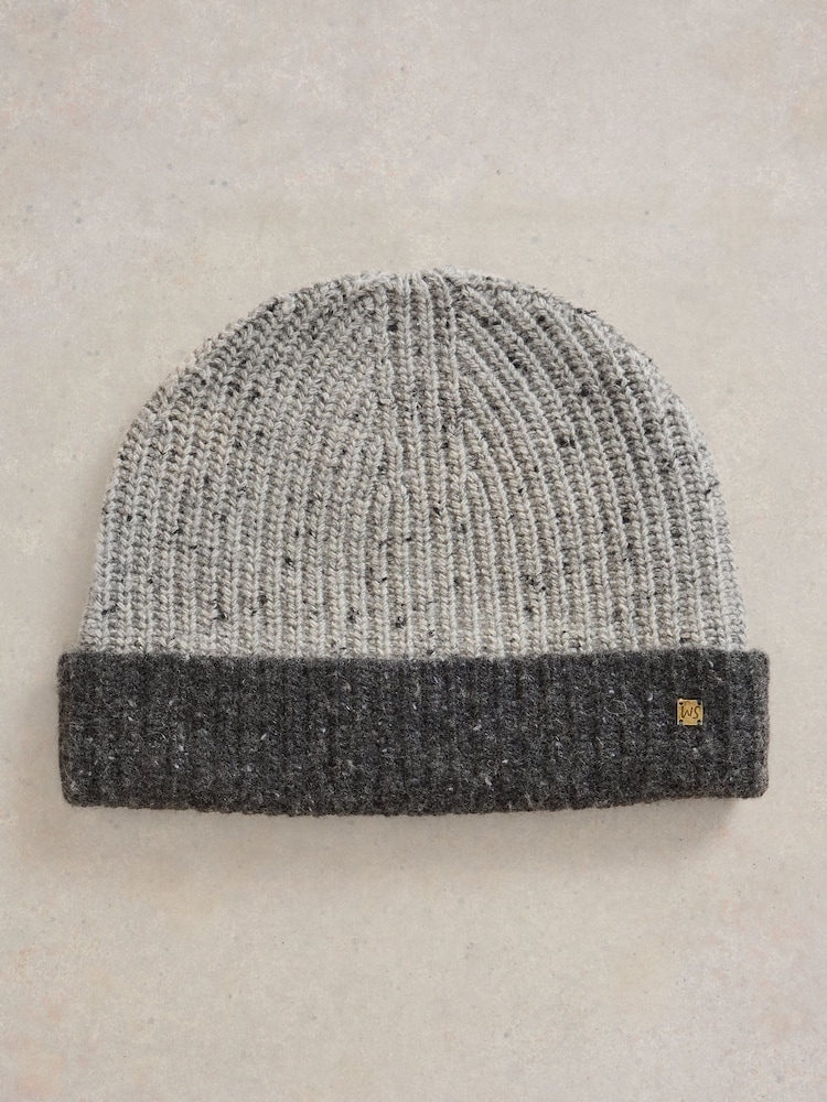White Stuff Grey Albie Rib Knit Beanie - Image 1 of 2